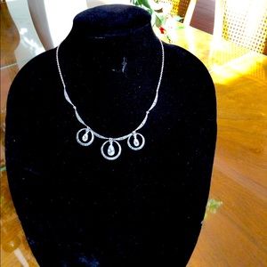 Simulated pear shaped diamond necklace